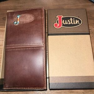 Justin Boots Men's Rode Brown Leather Wallet Tooled Western Stitch